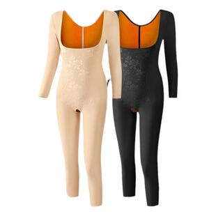 冬季加绒加厚长袖长裤连体保暖塑身衣收腹塑腰提臀美体开裆瘦身衣