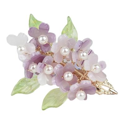 古风发夹仙气流苏紫色花朵