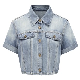 【冷晶醋酸】FF仿佛夏季牛仔短外套女截短设计感短袖