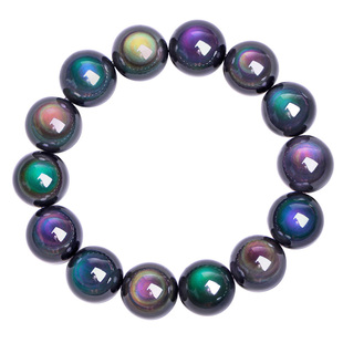 天然双彩虹眼黑曜石手链男士女情侣款单圈多圈108颗佛珠手串饰品