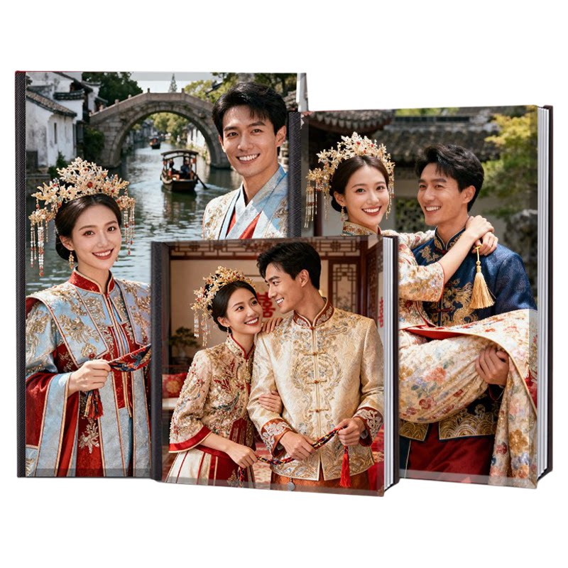 古风新中式婚纱照写真相册定制结婚跟拍婚纱照高端水晶纪念册定制