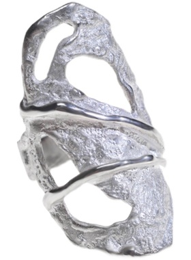 拾金原创设计s925银饰镂空戒指哑光白黑色独特小众高级感礼物包邮