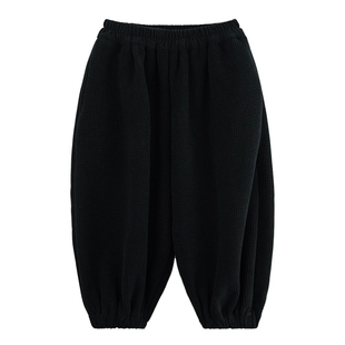 砚台家森系男童灯芯绒休闲裤儿童拼色束脚裤婴儿加绒裤子秋冬新款