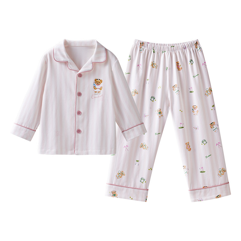嫚熙儿童睡衣家居服套装2026年新款女童睡衣春秋男童纯棉女孩衣服