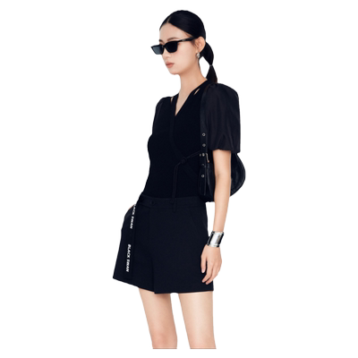 H·GENTEEL荷高新款秋装领口镂空袖拼薄纱针织上衣GVE31659812