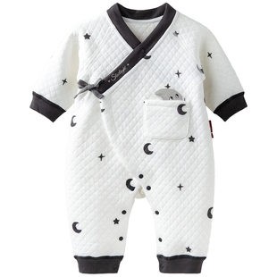 [白夜之国]aqpa爱帕新生婴儿连体衣哈衣夹棉秋冬保暖宝宝衣服外出