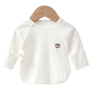 新生婴儿半背衣双层纯棉上衣春秋冬款和尚服0-3月初生婴幼儿衣服