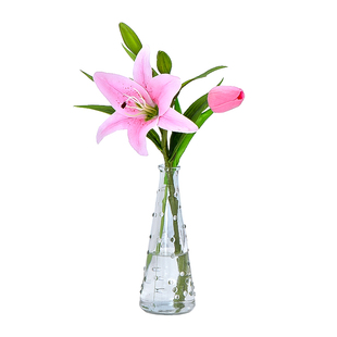 ins 仿真花小摆件假花朵拍照道具百合插花束绢花餐桌酒柜装饰摆设