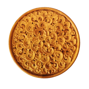 竹木浮雕花片 东阳木雕中式家具木贴花 祥云卷草圆形木雕花片花板