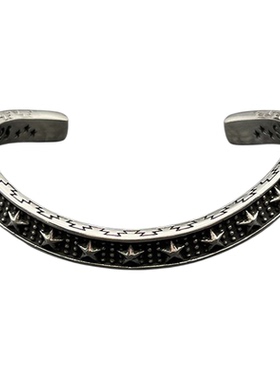 s925纯银克罗伈复古弧形弯面星星手镯男cody sanderson风格手环