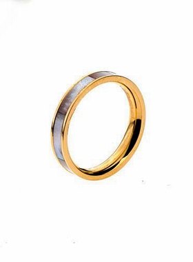 小众设计钛钢不掉色白贝母戒指女