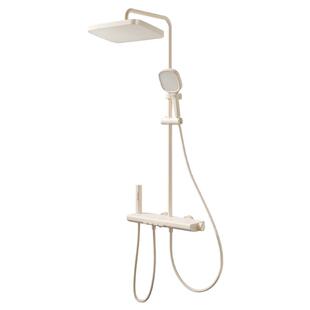 日丰奶油风白色淋浴花洒套装全铜家用钢琴键增压卫浴室除垢花洒M7