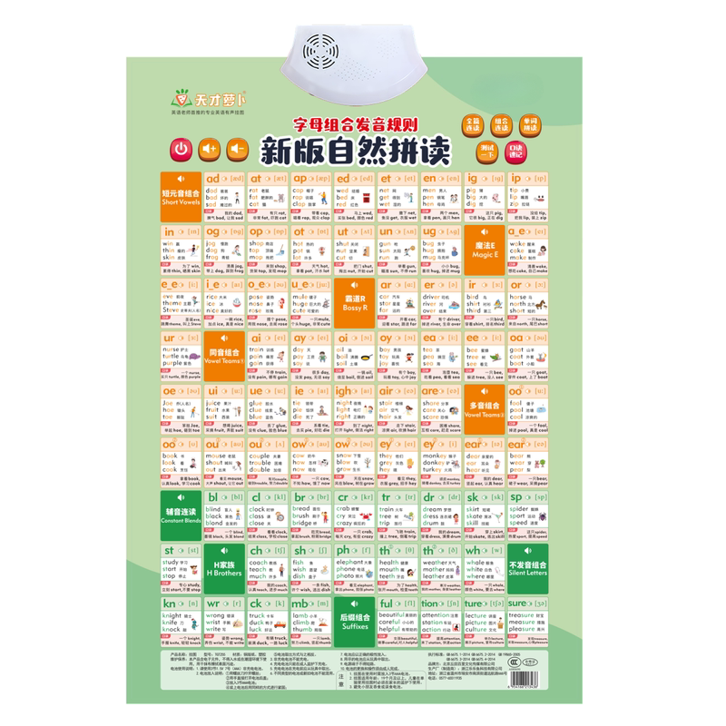 英语有声挂图字母自然拼读音标