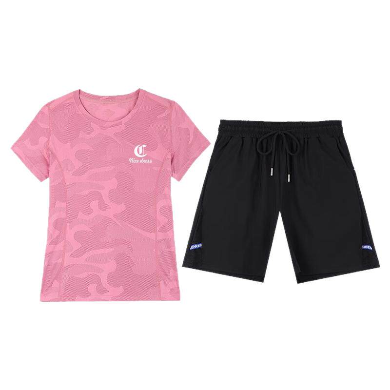 冰丝运动套装女夏季2026年新款速干夏天短袖短裤休闲两件套五分裤