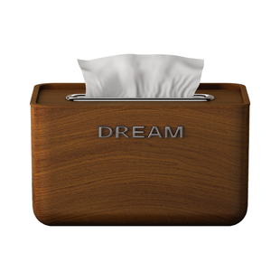 胡桃木纹中古风纸巾盒客厅茶几餐桌办公室桌面高档中式抽纸收纳盒