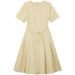 【新品】BEANPOLE滨波  2025年夏季女士基础款素色圆领短袖连衣裙