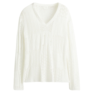 HM春季女装V领网眼针织上衣1311916