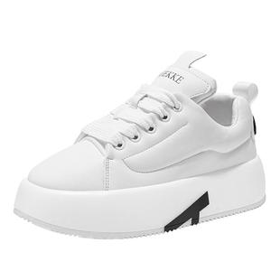 男鞋冬季小众原创高级感厚底休闲小白板鞋男款透气皮面运动面包鞋