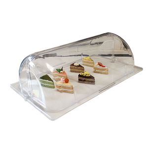 PC透明翻盖保鲜盖长方形托盘盖子亚克力食品蛋糕展示防尘罩子塑料