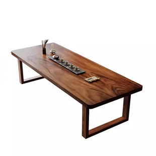 南美黑胡桃木茶桌现代简约原木客厅大板茶台实木家用茶几阳台