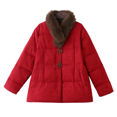 新中式国风羽绒服中长款外套收腰