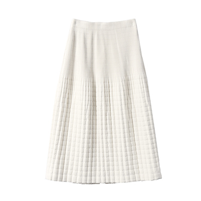 淘么淘 时髦高格调 客供防风夹棉方格肌理松紧高腰后开叉半身裙冬