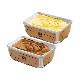 美登高冰淇淋欢畅一升盒香草味冰淇淋大饭盒雪糕冰淇淋盒装冰激凌