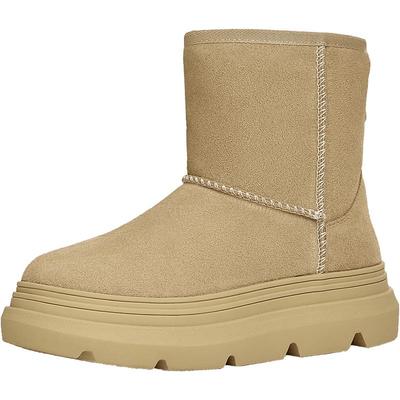 天美意厚底增高加绒保暖雪地靴棉鞋女休闲短靴冬新款KXD26DD4