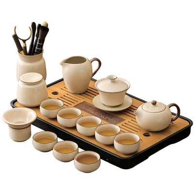 2026新款汝窑功夫茶具套装家用办公室喝茶泡茶盖碗茶壶茶杯子套装