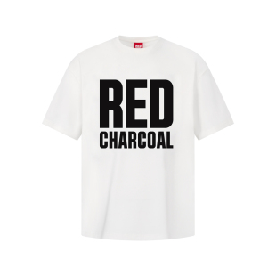 REDCHARCOAL红炭白色LOGO印花短袖T恤男夏季宽松凉感速干美式半袖