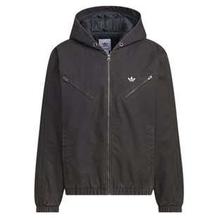 adidas阿迪达斯三叶草男女连帽棉服秋冬梭织帆布夹克外套KC2640
