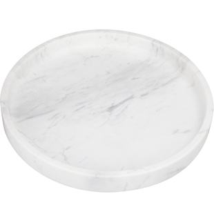 圆形天然大理石托盘玄关香薰浴室洗漱用品收纳摆件置物盘花盆底座