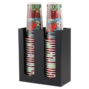 黑色直两格亚克力茶杯架咖啡厅奶茶店吧台收纳一次性纸杯架取杯器