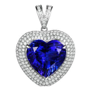 米莱珠宝 6.85克拉5A级坦桑石吊坠 白18K金镶嵌75分钻石项链定制