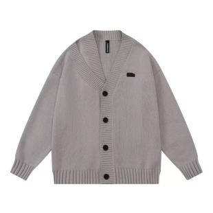 19otiwtt日系复古加厚开衫毛衣宽松休闲双领设计外套慵懒针织衫男