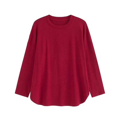 CCKOK纯色弧形下摆宽松T恤