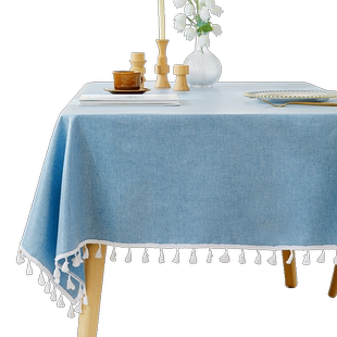 ins棉麻餐桌布免洗防油防水防烫长方形桌布高级感茶几布日式台布