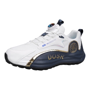 男生高端轻奢潮鞋旋转纽扣包底男鞋秋季透气网面运动休闲鞋晋江鞋