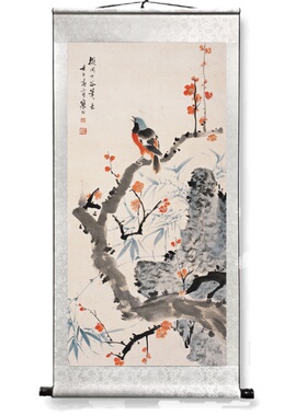 喜上眉梢国画梅花客厅挂画报春图