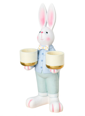 轻奢风卡通小兔子花盆动物摆件