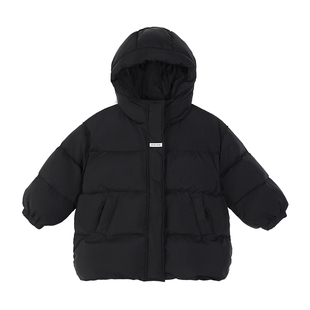 小O宝童装 宝宝黑色羽绒服女中长款女2025冬新款女童加厚羽绒外套