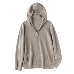 LP同款轻奢山羊绒连帽针织拉链开衫舒适羊毛卫衣外套休闲短款男