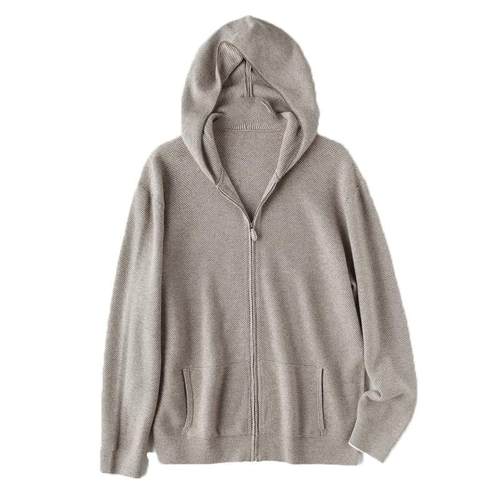 LP同款轻奢山羊绒连帽针织拉链开衫舒适羊毛卫衣外套休闲短款男