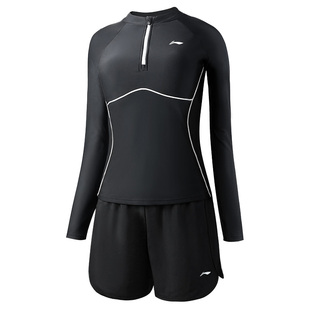 李宁泳衣女分体2026防晒长袖游泳衣女士保守显瘦遮肚泡温泉套装