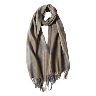 高端男款牛奶绒cashmere水波纹纯山羊绒围巾两用秋冬季保暖男女款