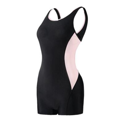 女款连体平角保守显瘦泳衣