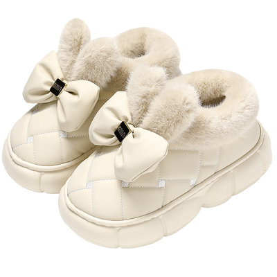 红豆高帮保暖加绒棉拖鞋女款包跟