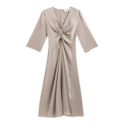 ba&sh法式香槟灰扭结连衣裙