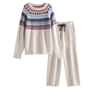 睡衣女2025新款秋冬季半边绒加厚珊瑚绒毛绒时尚可外穿家居服冬天