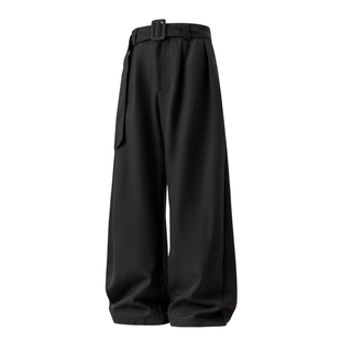 男士休闲西裤直筒黑色弯刀裤秋季老钱风裤子男款2025新款长裤加厚